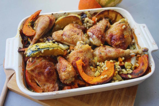 pumpkin and chicken thigh risotto