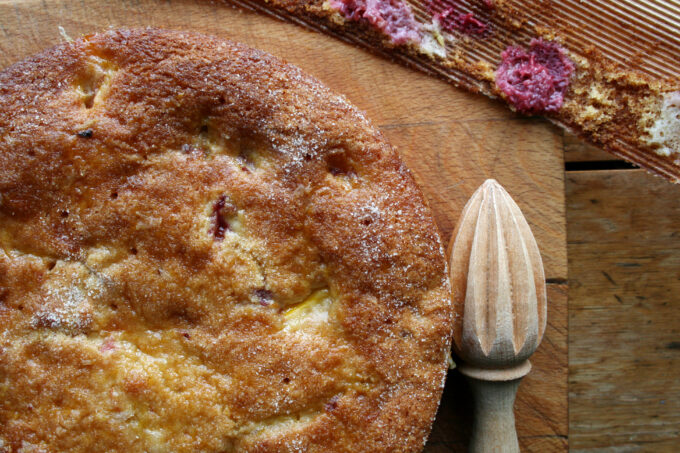 nectarine and raspberry cake