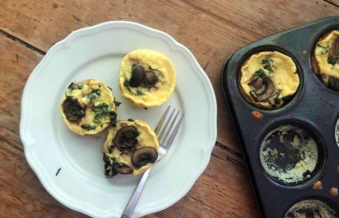 mushroom and kale baked eggs
