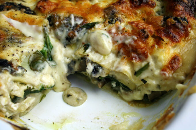 spinach and mushroom lasagne