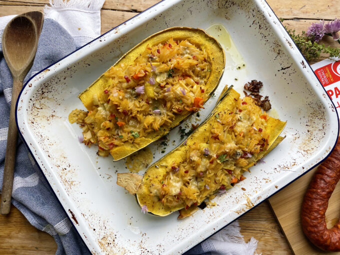 stuffed marrow with chorizo