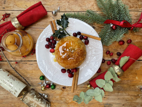 Pear and Amaretto Steamed Pudding