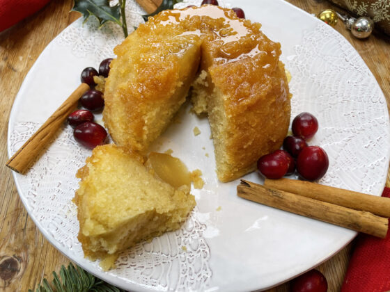 Pear and Amaretto Steamed Pudding