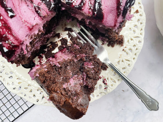 Blueberry Swirl Chocolate Cake