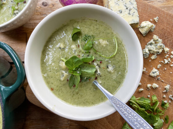 Turnip, watercress and Stilton Soup