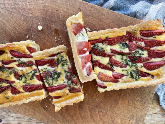Strawberry and Basil Quiche