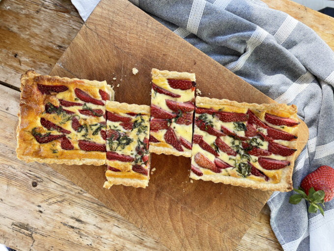 Strawberry and Basil Quiche