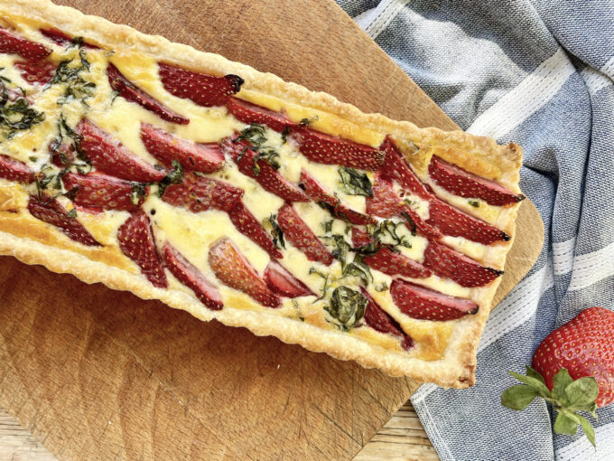 Strawberry and Basil Quiche