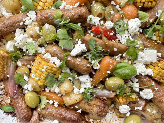 Veggie Sausage Tray Bake