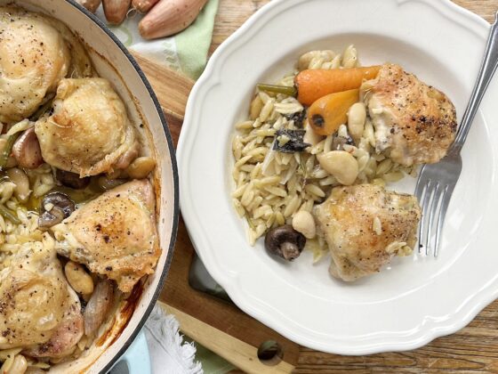 Chicken Thigh Orzo Casserole