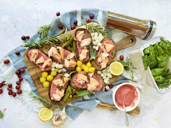 Beetroot Hummus Salmon Platter
