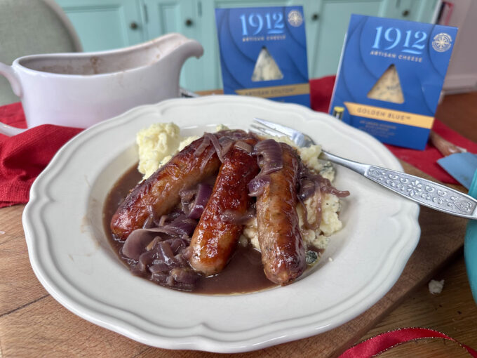 sausage with stilton mashed potatoes