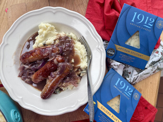 sausage with stilton mashed potatoes