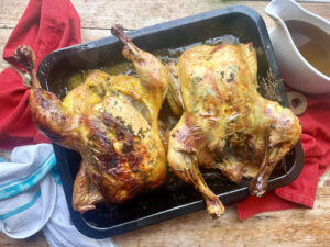 2 roast chickens