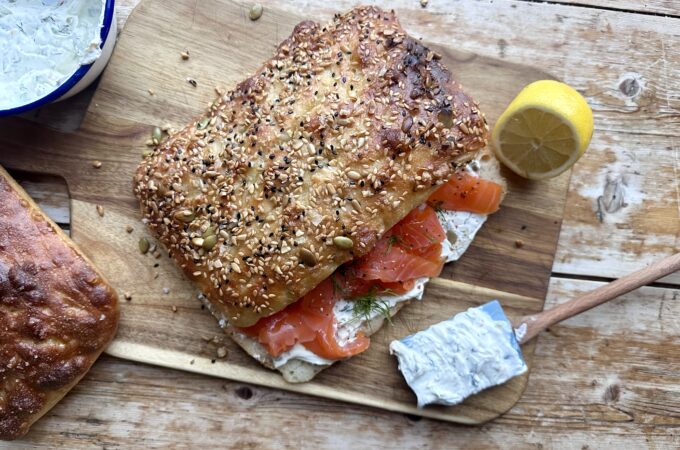 Smoked Salmon & Cream Cheese Focaccia