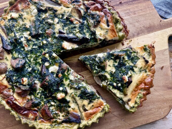 Spinach, Mushroom & Sausage Quiche