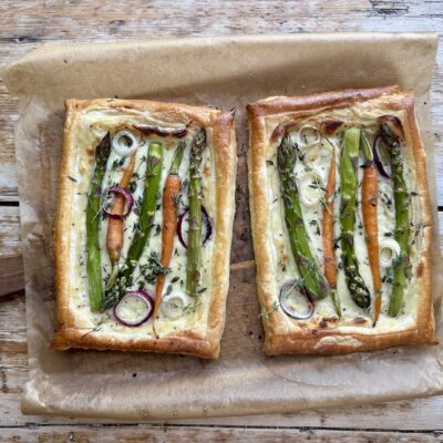 Asparagus and Carrot Puff Pastry Tarts