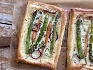 Asparagus and Carrot Puff Pastry Tarts