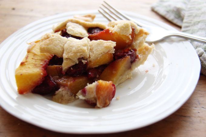 peach and cherry pie