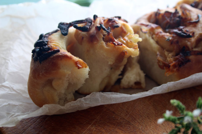 cheese and onion swirl buns