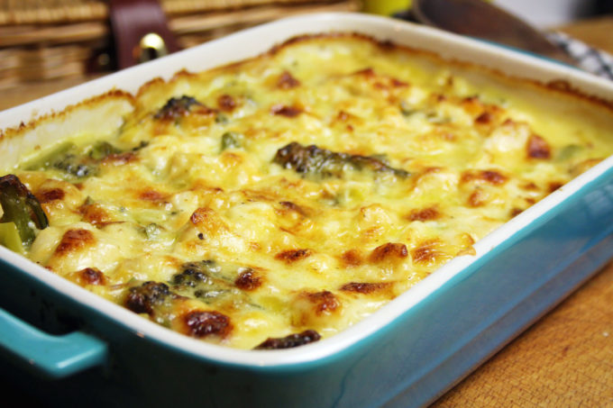 fish and broccoli gratin